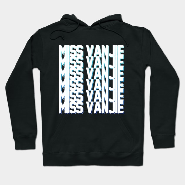 Miss Vanjie! (11) - White Text Deep Blue Gradient Shadow Backdrop Hoodie by mareescatharsis